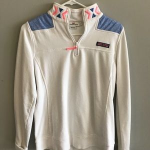 White embroidered vineyard vines quarter zip